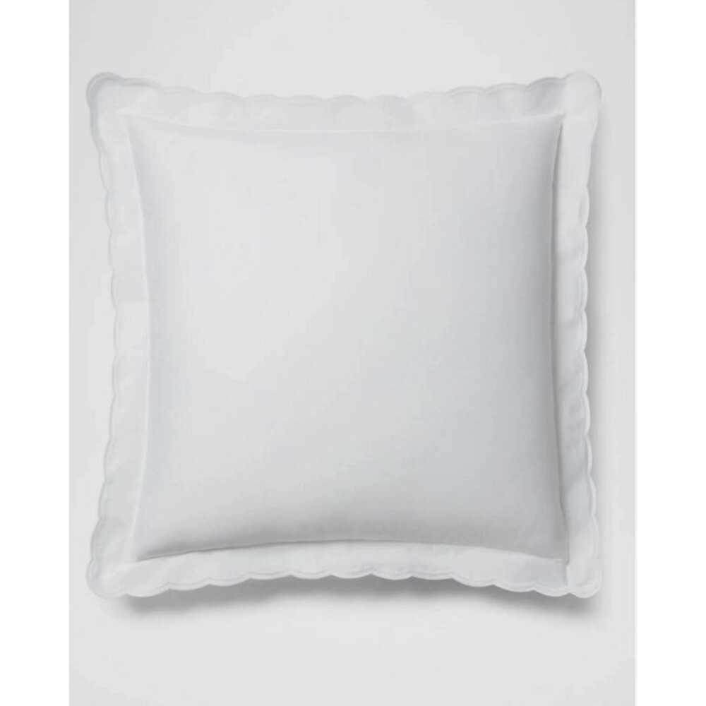 RALPH LAUREN Malin Scallop Euro Pillow Sham White $225 Organic Cotton